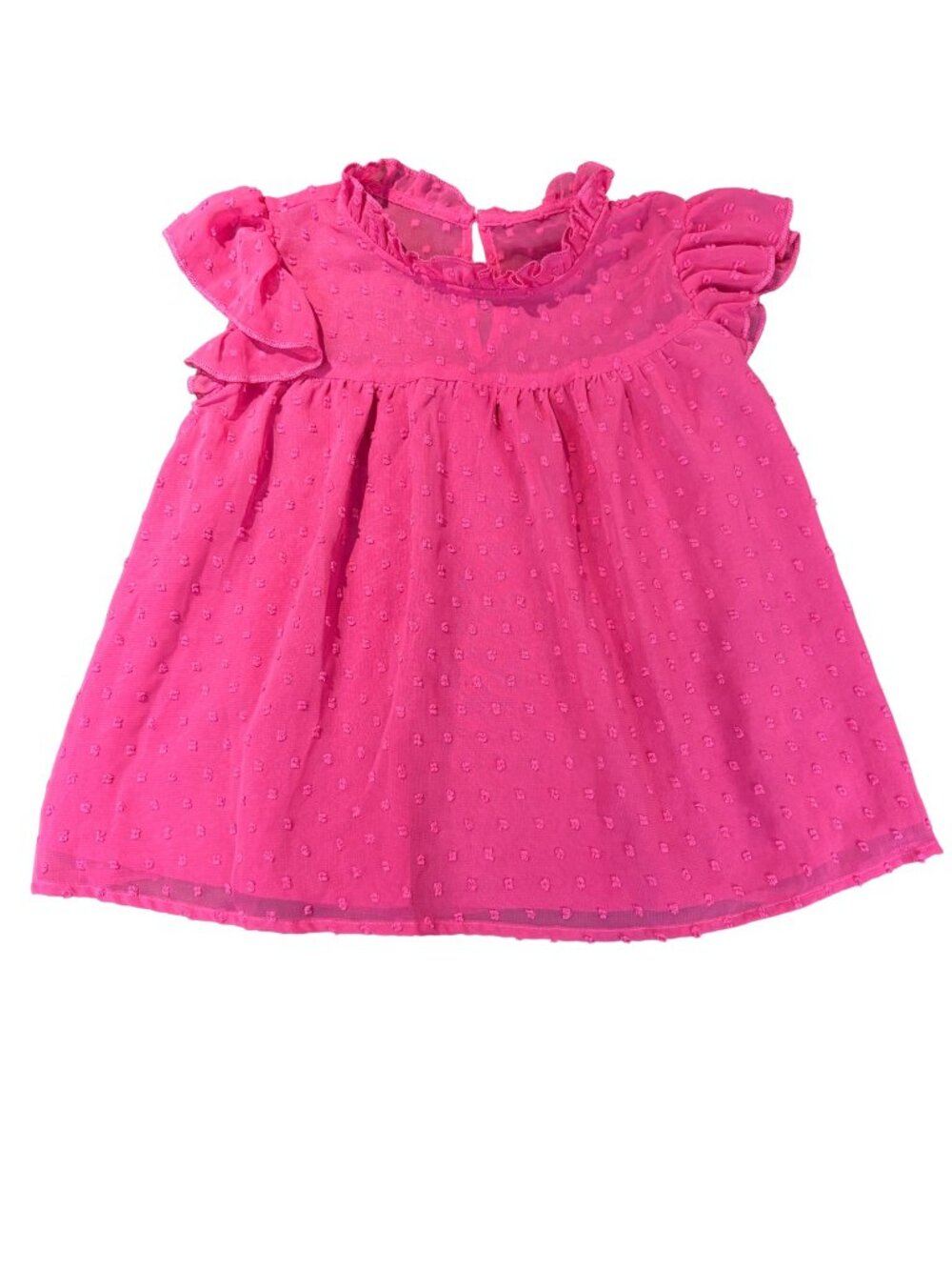 SHEIN Girls Fuschia Fluttered Sleeves Textured Lined Blouse Size 10Y (SKU: 186G)